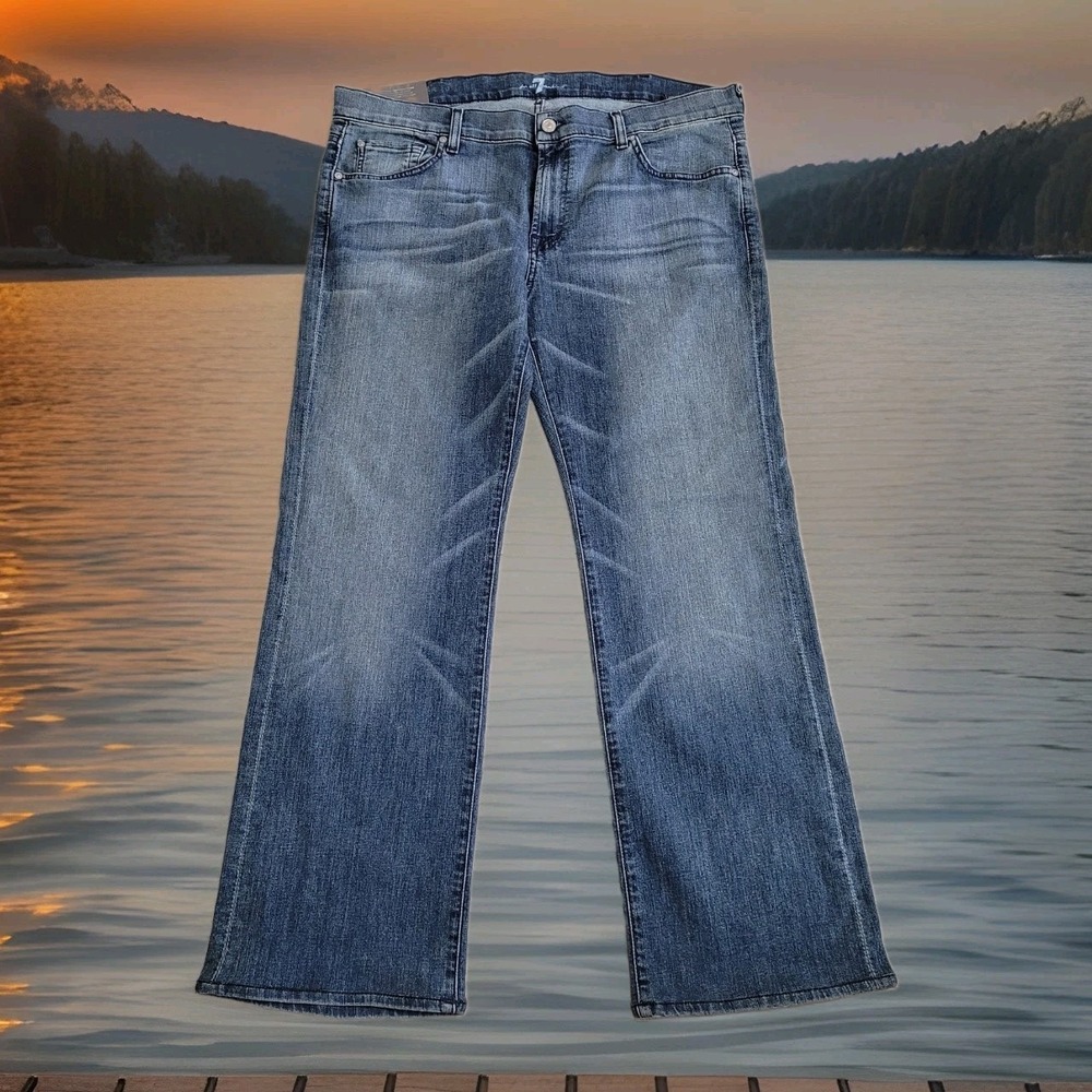 👖NWT 7 For All Mankind Jeans Men 40x30 Medium Wash w/Fade Bootcut Western Rodeo
